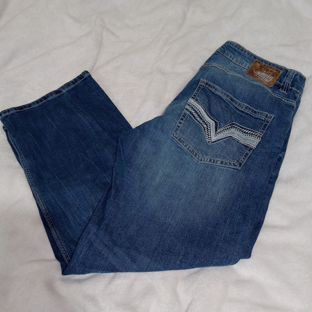 Axe & Crown Jeans Mens 34×30 Blue Handcrafted Outlaw Denim Slim Boot Grunge - Picture 10 of 10
